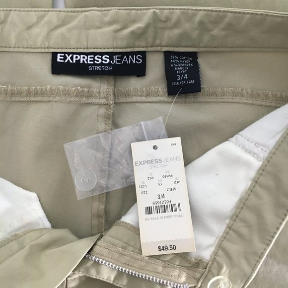 EXPRESS JEANS Stretch Khaki Chinos Pants Slacks Bootcut Midrise Size 3/4 NWT - Picture 5 of 8